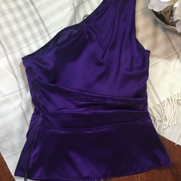 Asymmetric One Shoulder Silk Top Elie Tahari - Picture 5 of 6